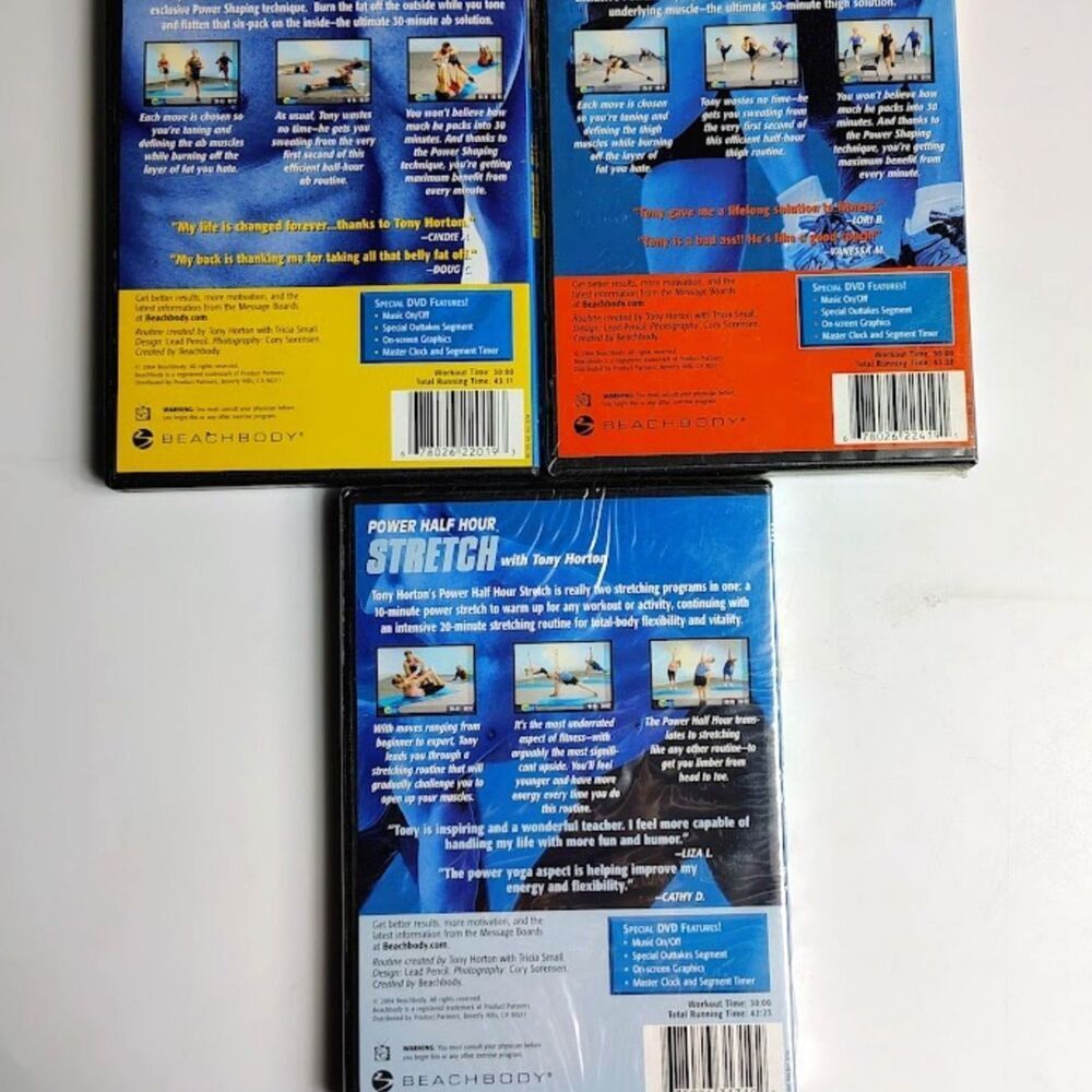 Lot 3 Thirty Minute Exercise DVDs Videos Stretch Thigh Trimmer Ab Burner - Picture 2 of 2